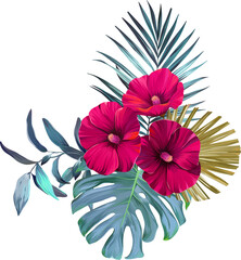 Wall Mural - Bouquet of tropical flowers. Exotic, paradise flowers. Hawaiian bouquet