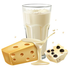 Canvas Print - Dairy Allergy 3d icon, on isolated transparent background