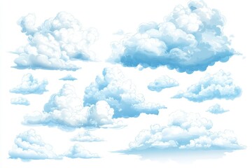 Pale blue vector clouds on white background