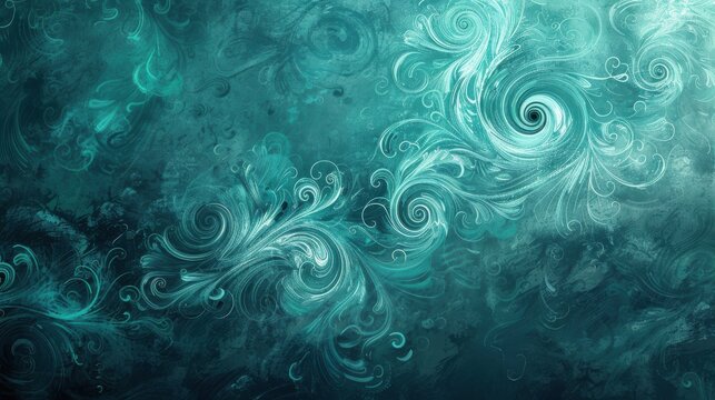 Vibrant teal background with swirling patterns, ideal for a dynamic and energetic visual.