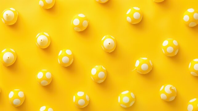 Vibrant yellow background with playful polka dots, ideal for a fun and energetic look.