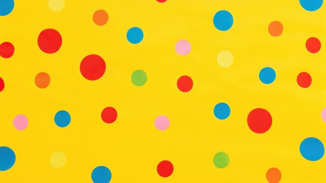 Vibrant yellow background with playful polka dots, ideal for a fun and energetic look.