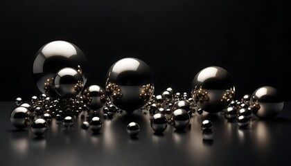 Wall Mural - Floating Metallic Spheres