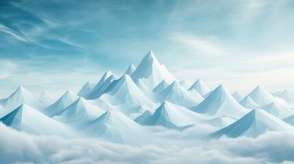 Sticker - Abstract Mountains with Clouds.