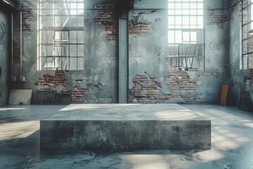 Poster - Concrete Block in a Distressed Industrial Space.