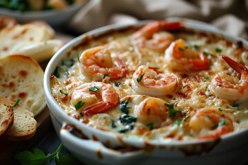 Poster - Shrimp and spinach gratin with cheese