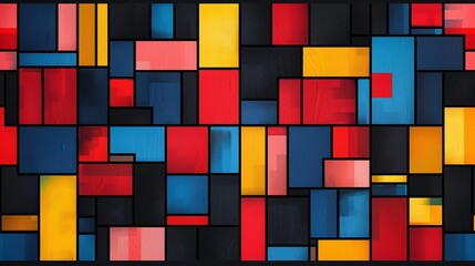 Leinwandbilder - Colorful geometric pattern with squares, abstract backdrop design