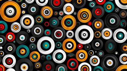 Poster - Colorful seamless geometric circle pattern vector design for retro decor