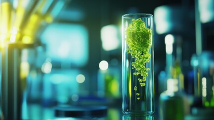 Poster - Green Substance Inside a Glass Test Tube in a Laboratory