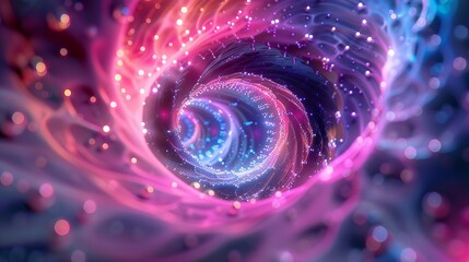 Poster - Abstract digital art with swirling color vortex and cosmic textures