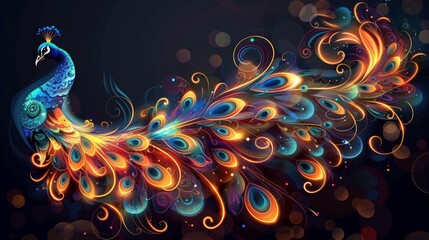 Poster - Glowing fractal swirls dance in cosmic energy, a vibrant abstract backdrop