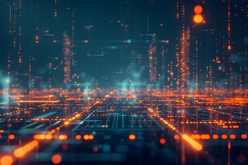 Poster - A futuristic cube network patterns Abstract digital data cube in technology future
