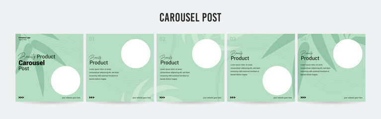 Wall Mural - editable instagram carousel post layout set, social media marketing microblog template design, tips 