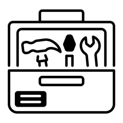 Poster - Outline style icon of tools box 