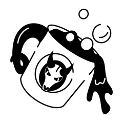 Sticker - A glyph style icon of spooky drink 