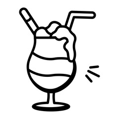 Sticker - A doodle style icon of milkshake glass 