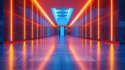 Wall Mural - Neon Lights Hallway