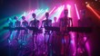 © irissca - Skeleton Musicians Perform Under Colorful Lights in Unique Concert Experience