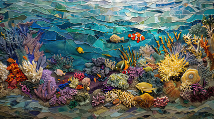 Wall Mural - Coral Reef A Vibrant Mosaic Beneath the Surface of the Sea Background AI Generative