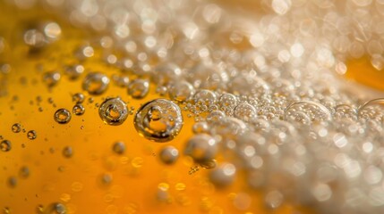 Wall Mural - Close-up of a yellow beer with white foam