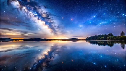 Wall Mural - Celestial Reflection: A Symphony of Light and Water  Generative AI