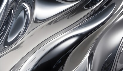 Holographic sleek silver metallic surface with smooth curves. high-resolution modern and elegant design for digital art and backgrounds