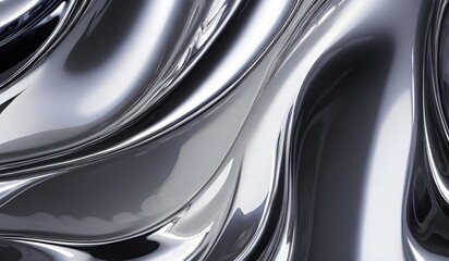 Poster - Holographic sleek silver metallic surface with smooth curves. high-resolution modern and elegant design for digital art and backgrounds