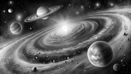 Wall Mural - Cosmic Dance: A Symphony of Stars and Planets  Generative AI