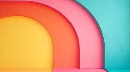 Wall Mural - a colorful rainbow with a curved arch. the colors are bright and vibrant, creating a cheerful and up