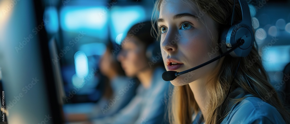 Call center professional providing customer support alongside a ...