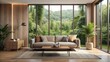 © Sanook - Serene Minimalist Living Room with a Touch of Nature  AI generated