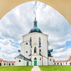 Poster - View at the Church of Saint John of Nepomuck at Zelena Hora in Zdar nad Sazavou, Czech Republic