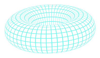 Wall Mural - y2k 3d grid torus sticker, futuristic neon grid pattern form graphic, brutal art abstract 3d wirefra