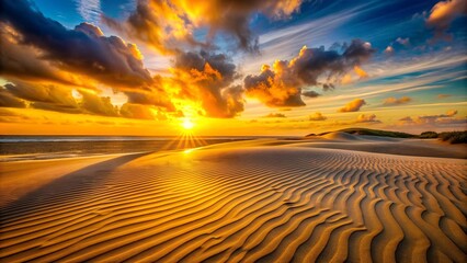 Wall Mural - Golden Hues Over Shifting Sands  Generative AI