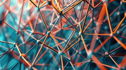 Poster - Abstract 3D pattern of interconnected lines and shapes, creating a modern and intricate background for digital art