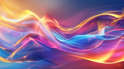 Aufkleber - Abstract 3D waves of light and color, creating a dynamic and vibrant background for artistic and creative visuals