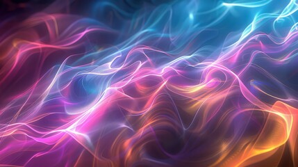 Aufkleber - Abstract 3D waves of light and color, creating a dynamic and vibrant background for artistic and creative visuals
