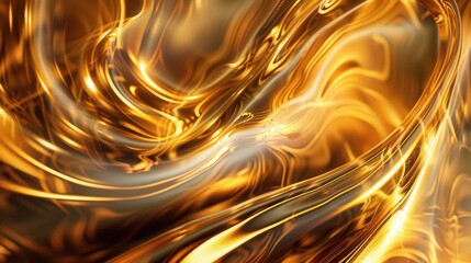 Poster - abstract golden waves and swirls creating a rich and sophisticated background for premium presentati