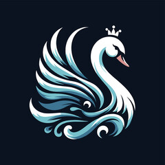 Elegant Swan - Flowing lines, royal color palette vector logo illustration or silhouetteAdobe Illustrator Artwork