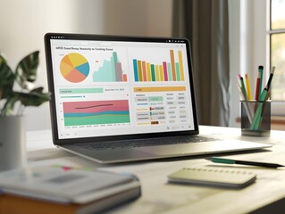 Poster - Laptop with Data Analysis on a Desk