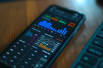 Poster - Smartphone with Stock Market Data