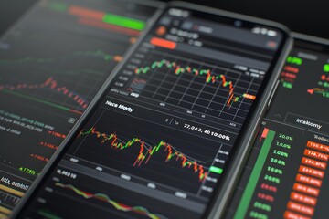 Poster - Financial Charts on Mobile Phone