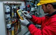 © ArtsybitDesign - Electrician Using a Digital Multimeter to Test Electrical Panel