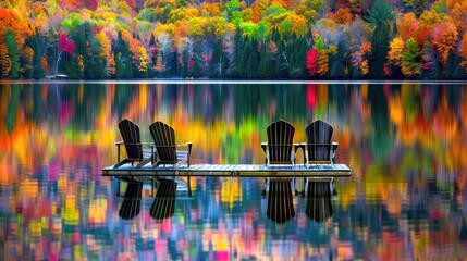 Sticker - A serene lake in autumn