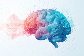 Poster - Human brain creating a network connection, artificial intelligence concept