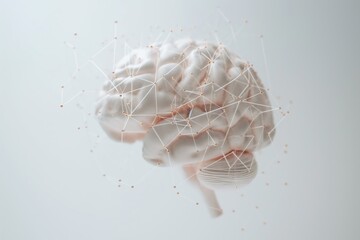 Poster - Human brain connected with network - concept of idea and creativity
