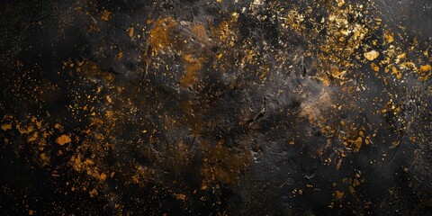 Wall Mural - Close-up shot of a black and gold background with intricate details