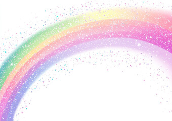 Wall Mural - Pastel rainbow with glitter and sparkles soft white background.