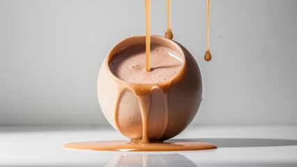 Sticker - A cup of liquid being poured into a brown egg, AI