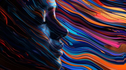 Poster - digital painting of a face with swirling colors